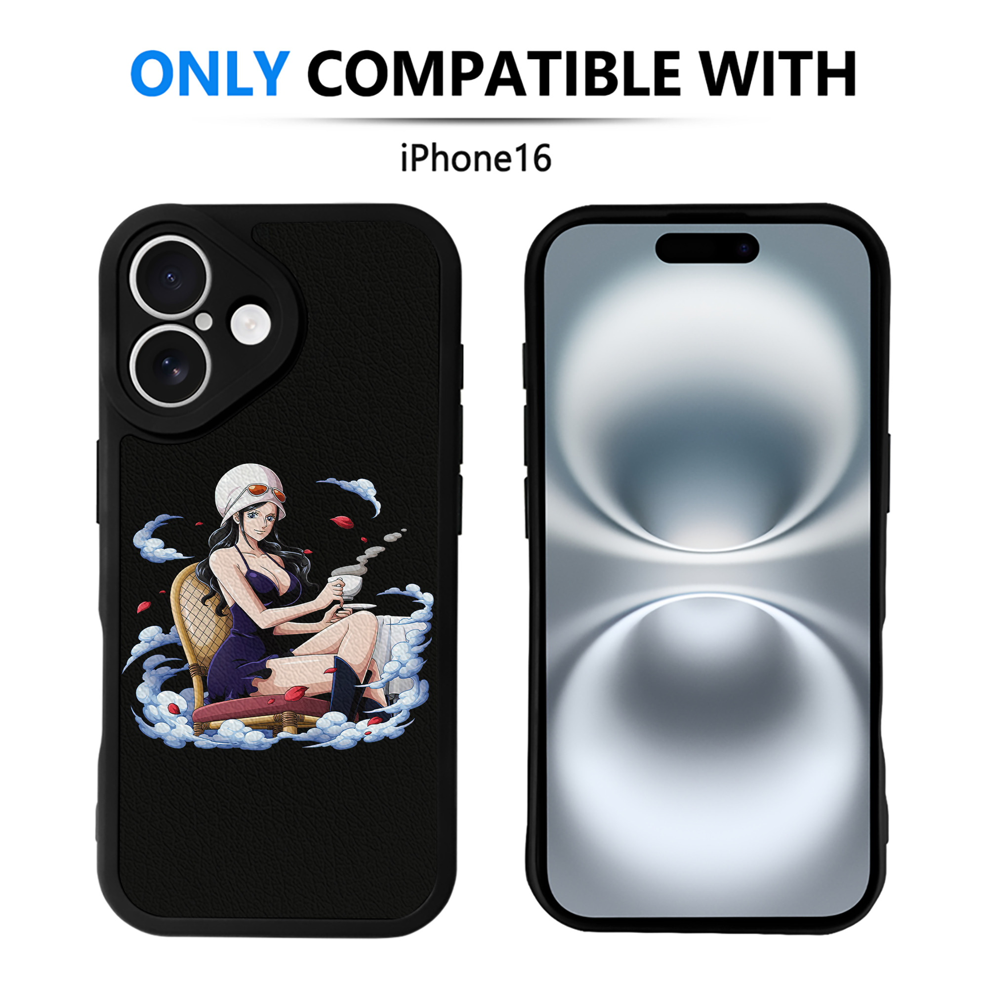 （画像用） ワンピース ニコ・ロビン ONE PIECE Nico Robin 【iPhone 16シリーズ対応】シリコンスマホケース（レザー調） 材質：シリコン